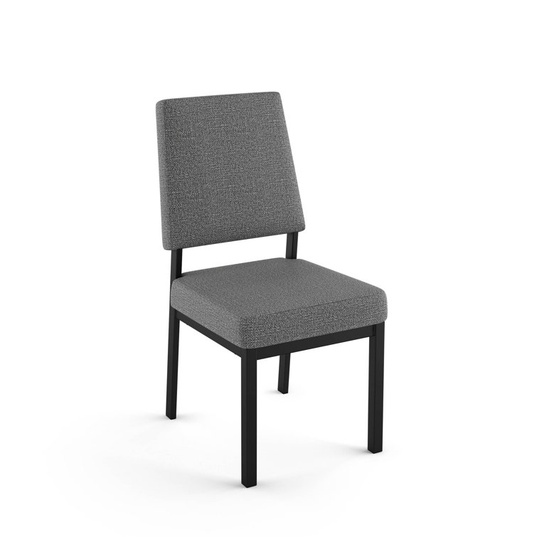 Gray Upholstered Parsons Side Chair with Metal Frame