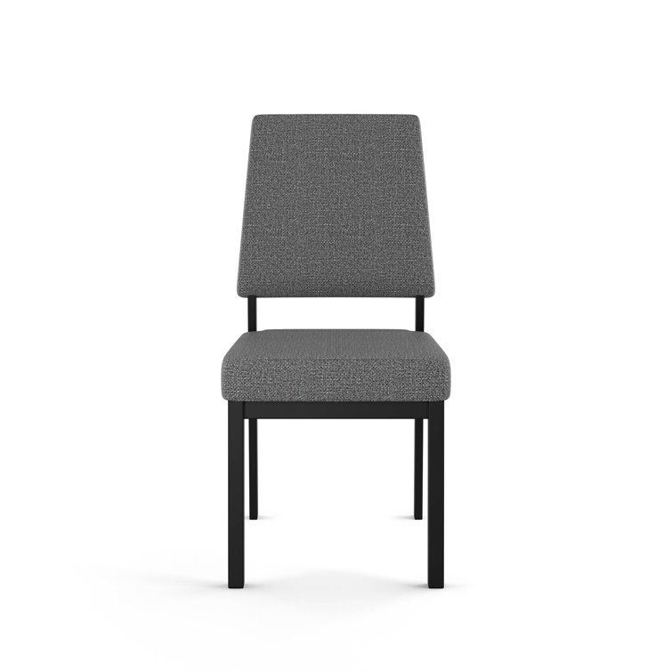 Gray Upholstered Parsons Side Chair with Metal Frame