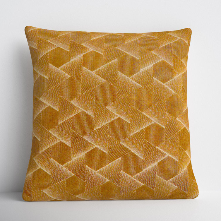 Gretchen Gold Embroidered Square Cotton Throw Pillow Set