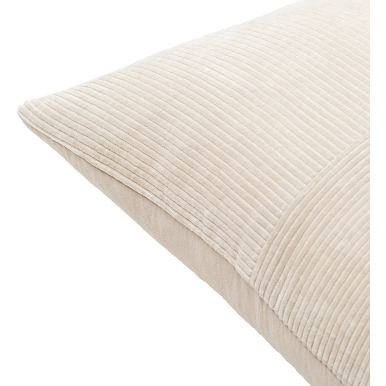 Beige Cotton Corduroy Patchwork Square Pillow Cover 22" x 22"