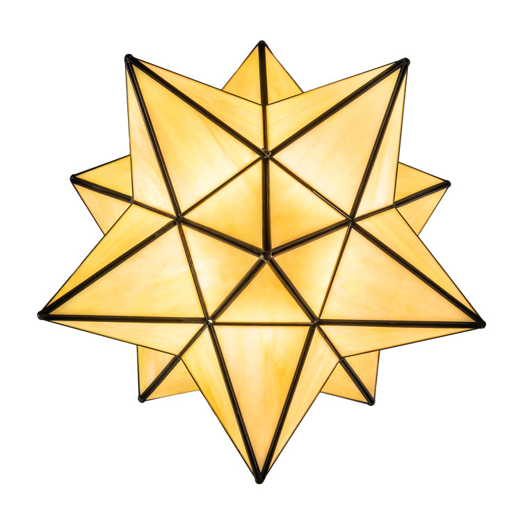 Beige Iridescent Glass Star Pendant with Mahogany Bronze Finish