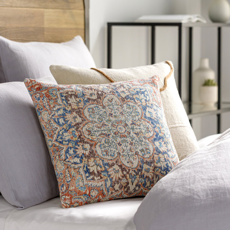 Colin 22" x 22" Cream Cotton Floral Throw Pillow