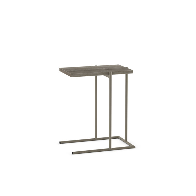 Grayish-Brown Wood and Metal Rectangular C-Table