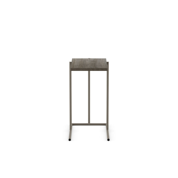 Grayish-Brown Wood and Metal Rectangular C-Table