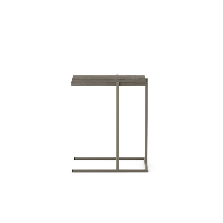Grayish-Brown Wood and Metal Rectangular C-Table