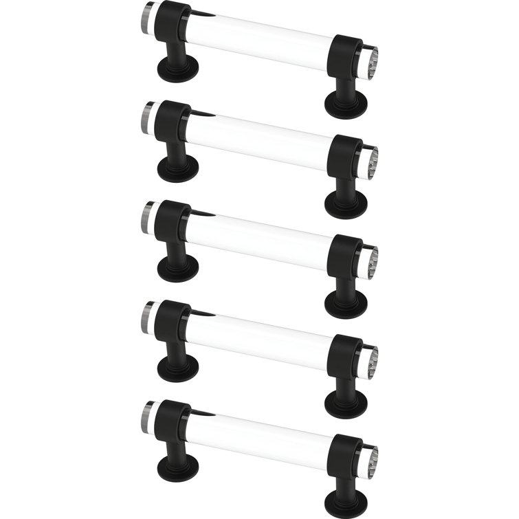 Matte Black and Clear Acrylic Bar Cabinet Pulls with Mounting Hardware