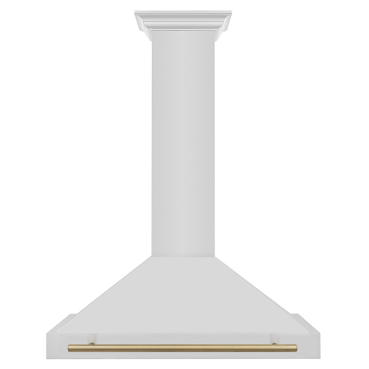 36" Stainless Steel Wall Mount Range Hood with Champagne Bronze Accents