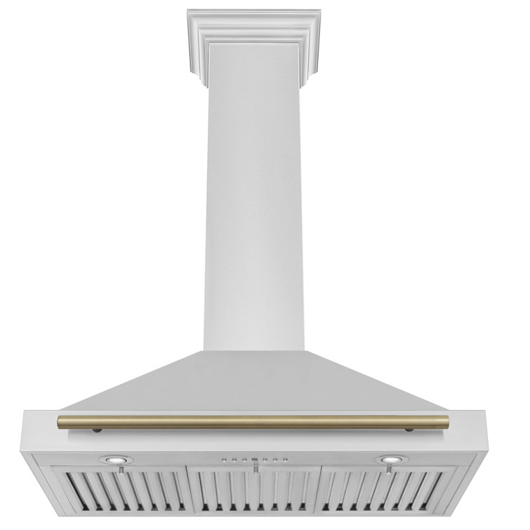 36" Stainless Steel Wall Mount Range Hood with Champagne Bronze Accents