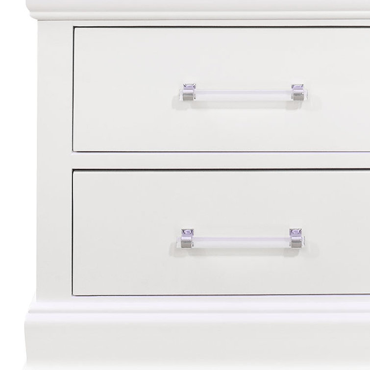 Charlie White Acrylic-Handled 2-Drawer Nightstand with LED