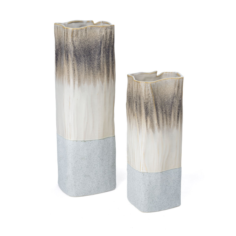 Saunton Tri-Color Ombre 16" Ceramic Table Vase