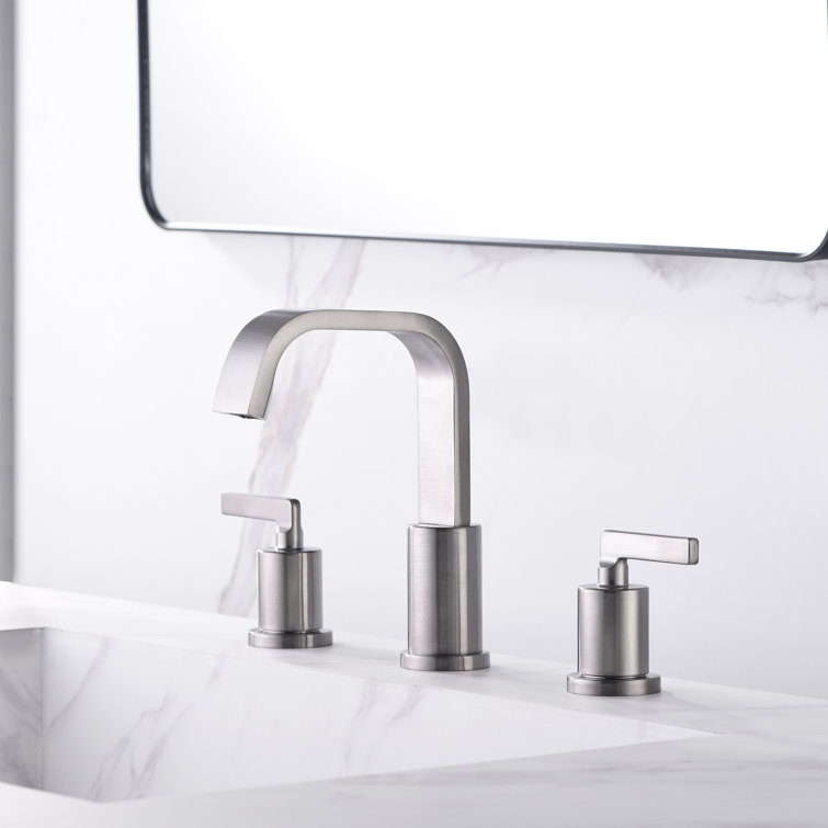 Brushed Nickel Widespread 2-Handle Bathroom Faucet with Drain Assembly