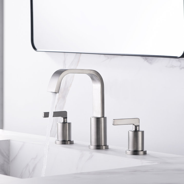 Brushed Nickel Widespread 2-Handle Bathroom Faucet with Drain Assembly