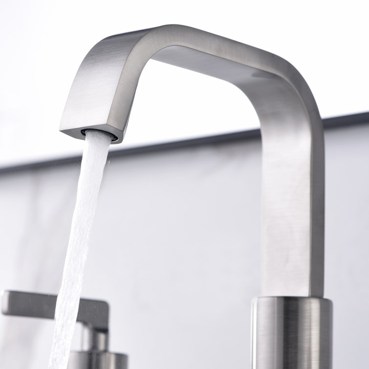 Brushed Nickel Widespread 2-Handle Bathroom Faucet with Drain Assembly