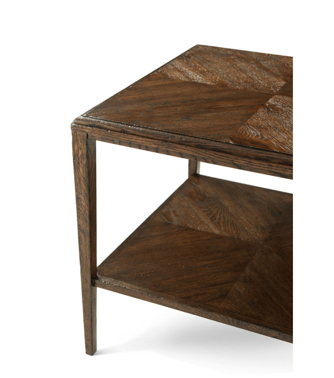 Dusk Oak Parquetry Patterned Square Side Table