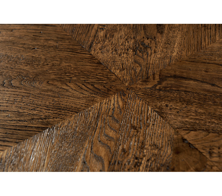 Dusk Oak Parquetry Mirrored Console Table with Storage