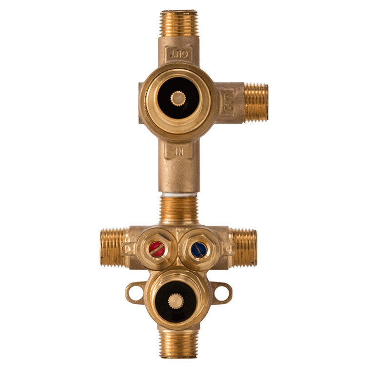 Brass 2-Handle Thermostatic Rough Valve with 2-Way Diverter