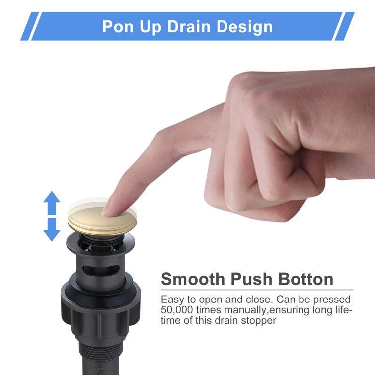 Brushed Gold Pop-Up Bathroom Sink Drain Assembly
