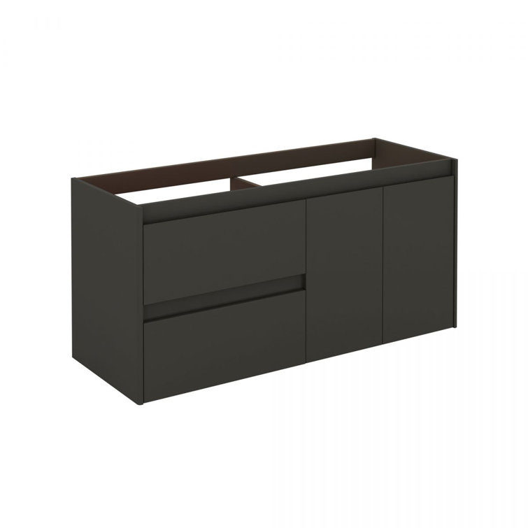 Ambra 48" Gloss Anthracite Double Sink Wall-Mounted Vanity