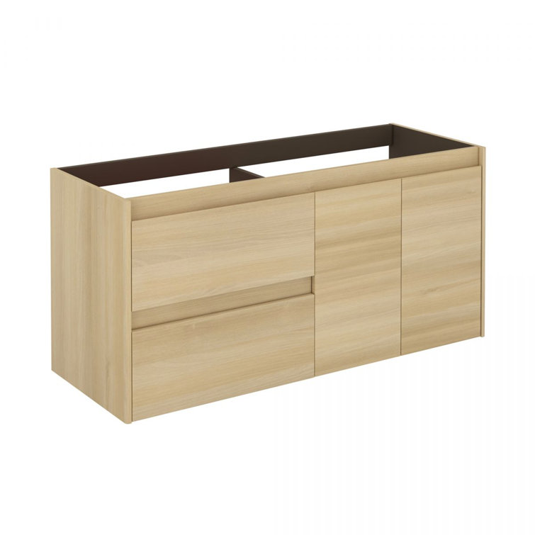 Ambra Nordic Oak 47.5'' Wall Mounted Double Vanity with Mirror