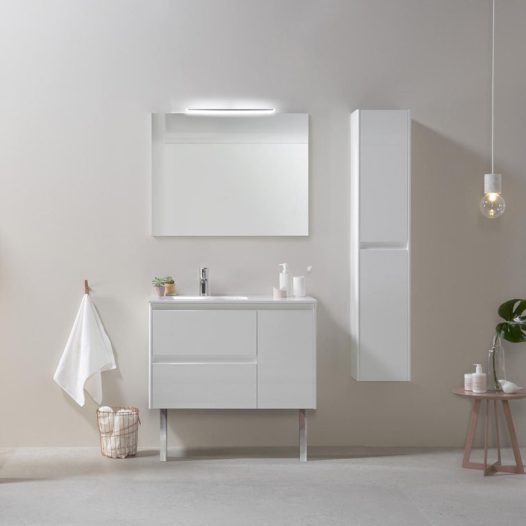Ambra 35.1'' Glossy Anthracite Single Bathroom Vanity Base