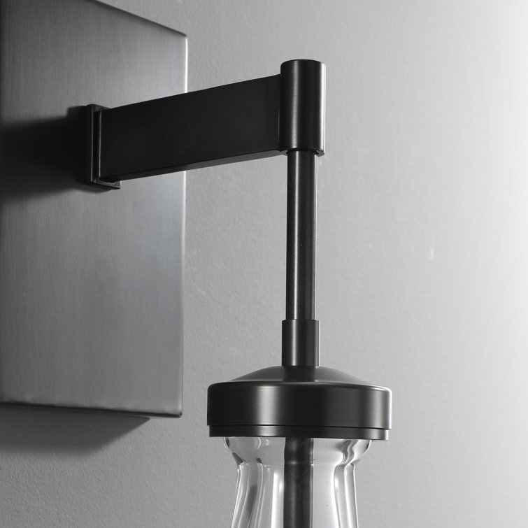 Black Metal Dual Light Raindrop Crystal Sconce