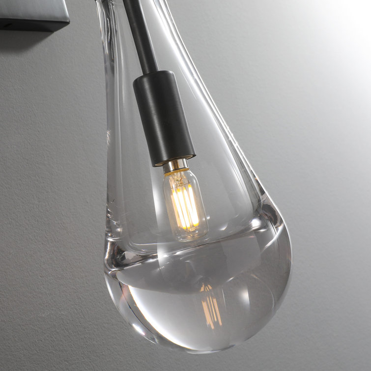 Black Metal Dual Light Raindrop Crystal Sconce
