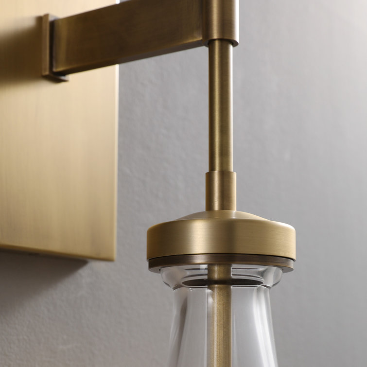 Bronze Raindrop Crystal Arm Wall Sconce Set with Glass Shade