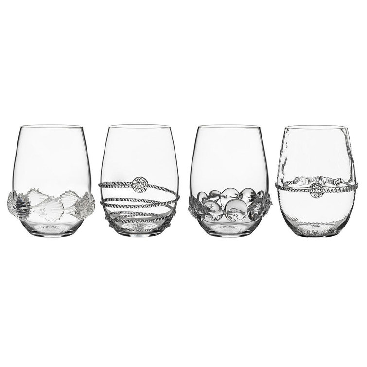 Heritage 12 oz. Clear Hand-Blown Stemless Wine Glass Set