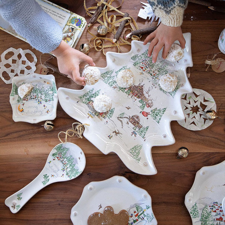 Scalloped Ceramic Christmas Salad/Dessert Plate