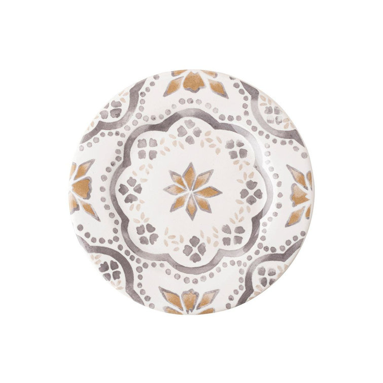 Bohemian Hand-Painted Ceramic Appetizer Plate with Floral Motif