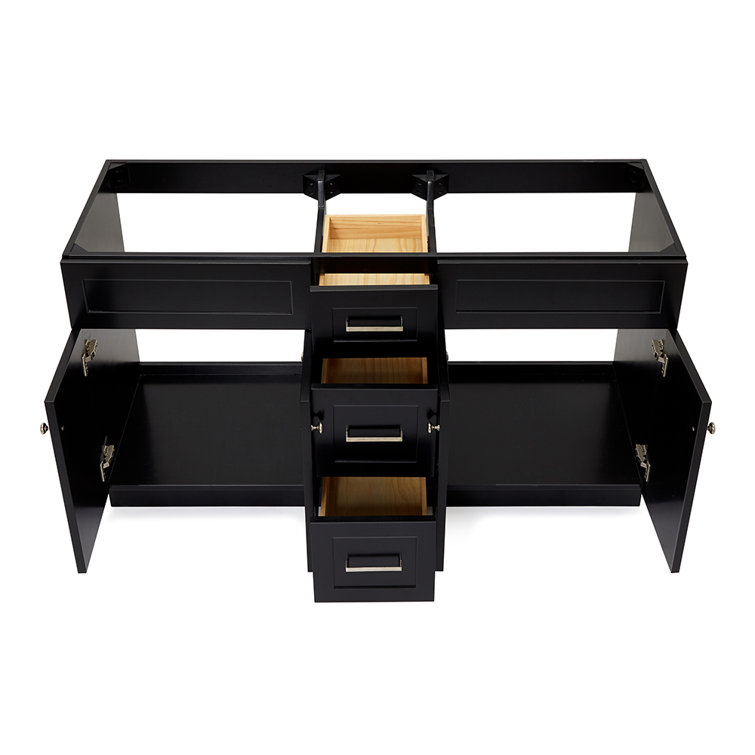 Hamlet 60'' Black Double Freestanding Bathroom Vanity Cabinet