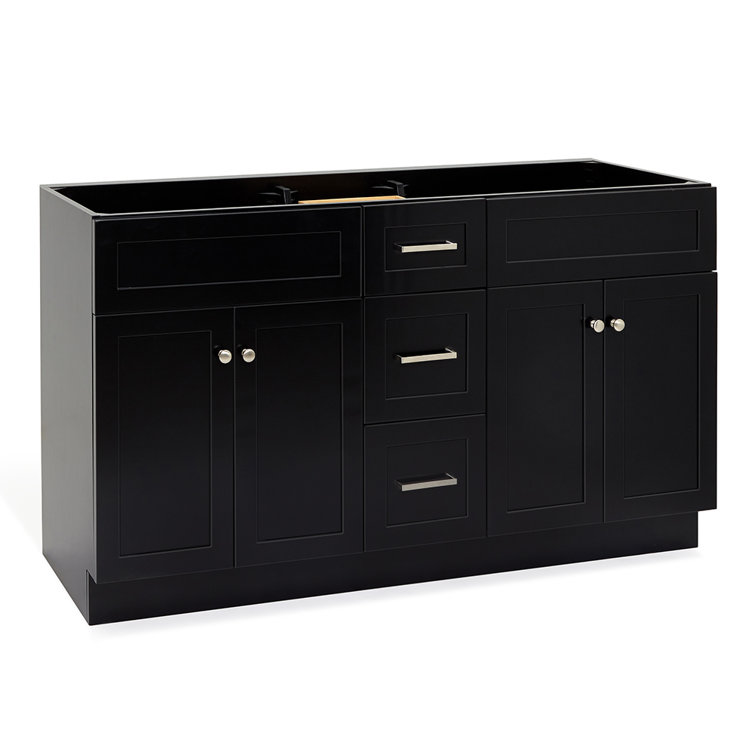 Hamlet 60'' Black Double Freestanding Bathroom Vanity Cabinet