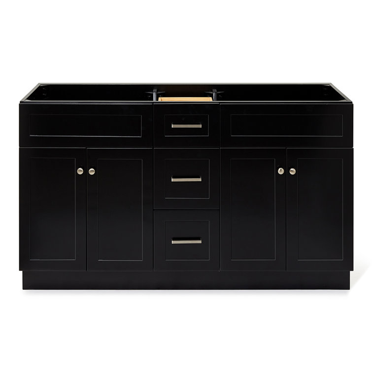 Hamlet 60'' Black Double Freestanding Bathroom Vanity Cabinet