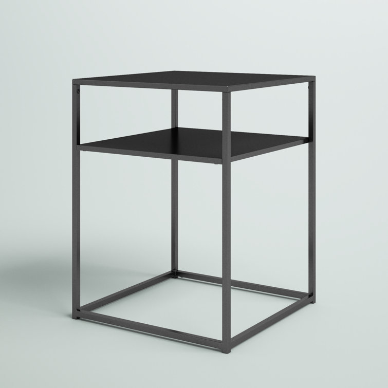 Braxton Matte Black Metal and Glass Slim End Table