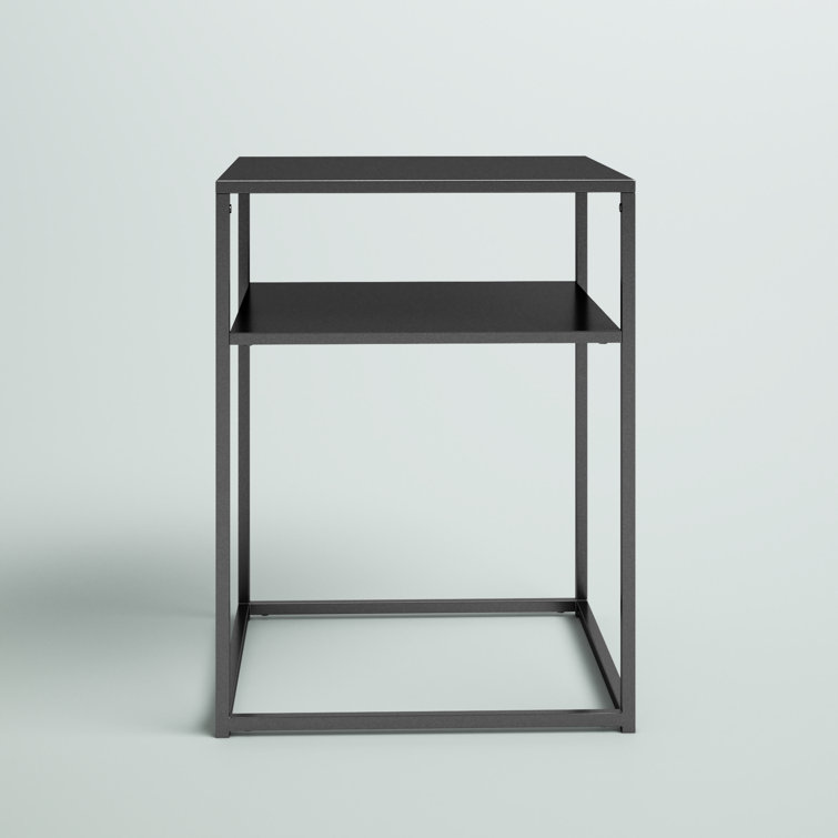 Braxton Matte Black Metal and Glass Slim End Table