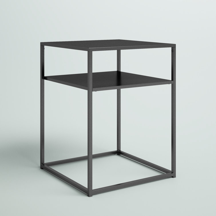 Braxton Matte Black Metal and Glass Slim End Table