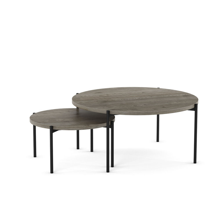 Drew 36" and 24" Round Black Metal Nesting Coffee Table Set