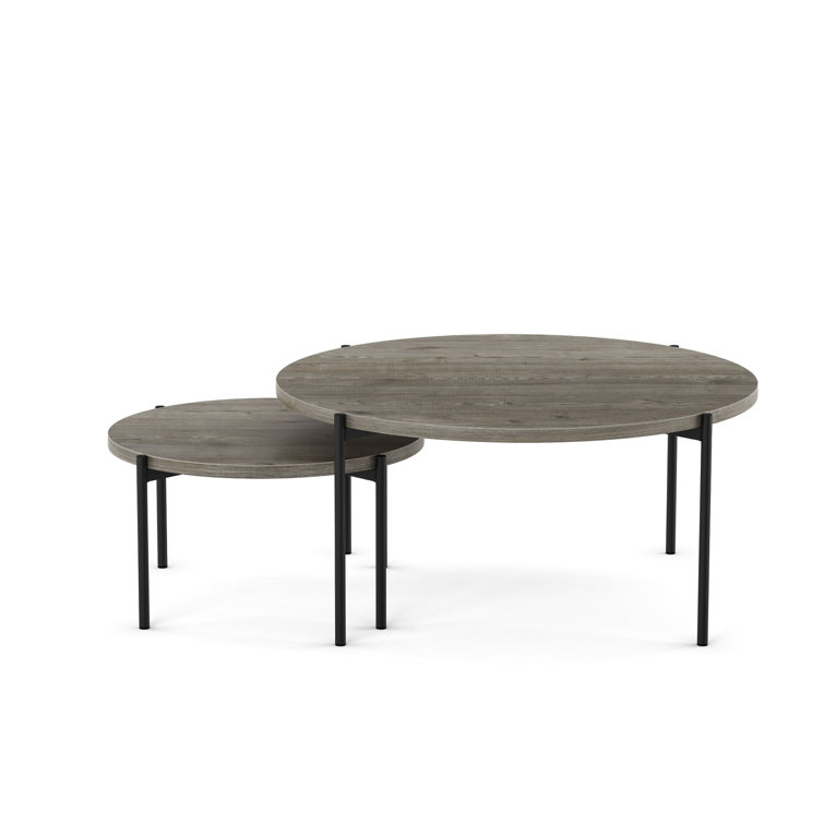 Drew 36" and 24" Round Black Metal Nesting Coffee Table Set