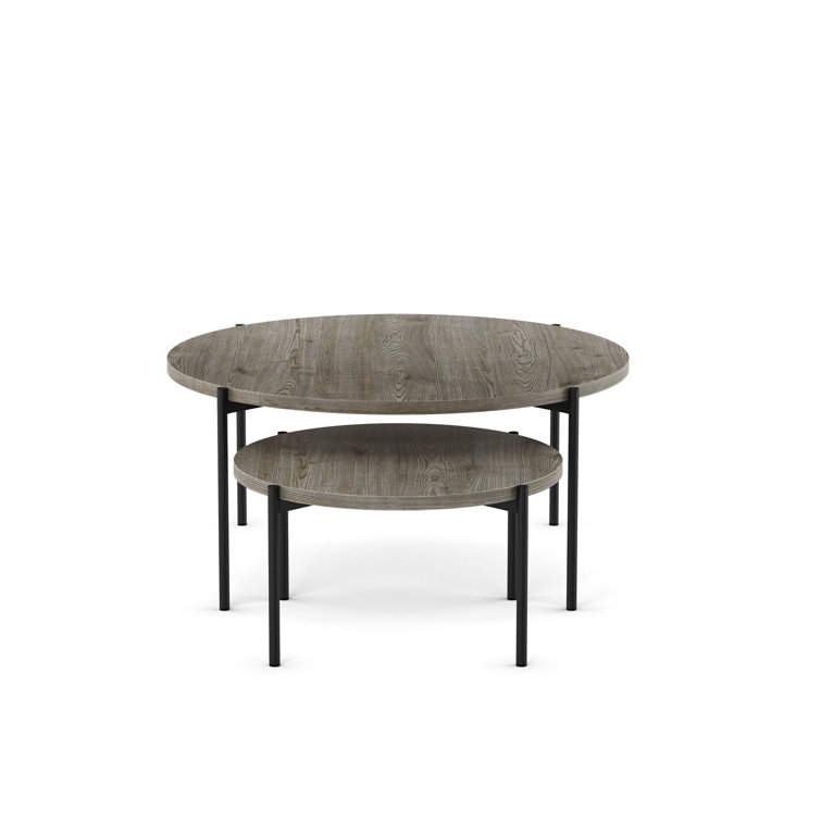 Drew 36" and 24" Round Black Metal Nesting Coffee Table Set