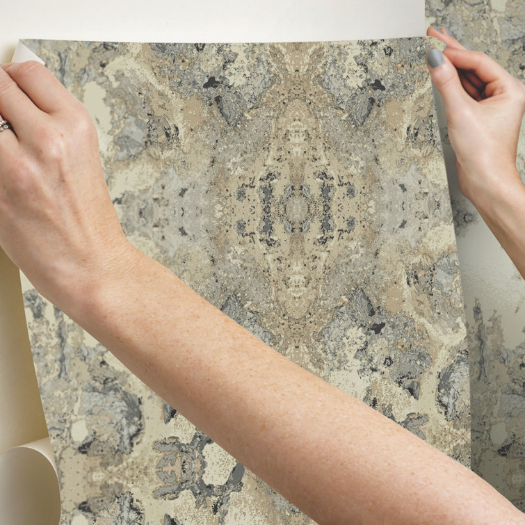 Ivory and Gray Medallion Peel and Stick Wallpaper