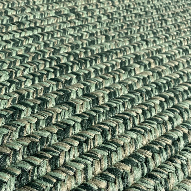 Weathered Moss Green Tweed Polypropylene Outdoor Patio Mat