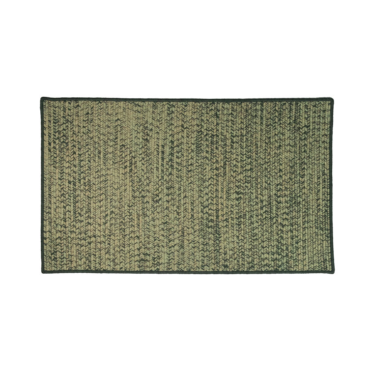 Weathered Moss Green Tweed Polypropylene Outdoor Patio Mat