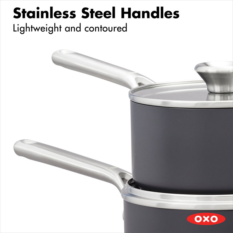 Black Aluminum Non-stick Saucepan Set with Glass Lids