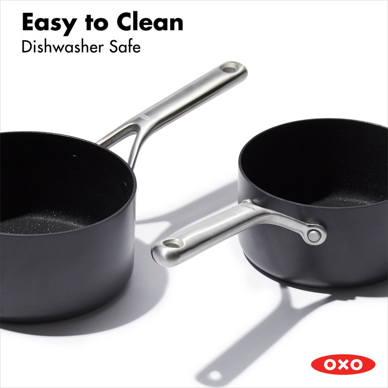 Black Aluminum Non-stick Saucepan Set with Glass Lids