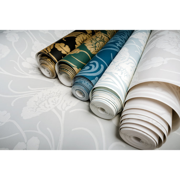 Light Blue Non-Woven Damask Wallpaper Roll