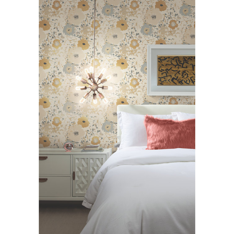 Sample Size Black and Metallic Floral Non-Woven Wallpaper