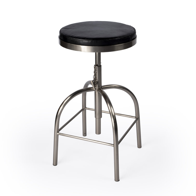Clyde Minimalist Black Leather Adjustable Bar Stool
