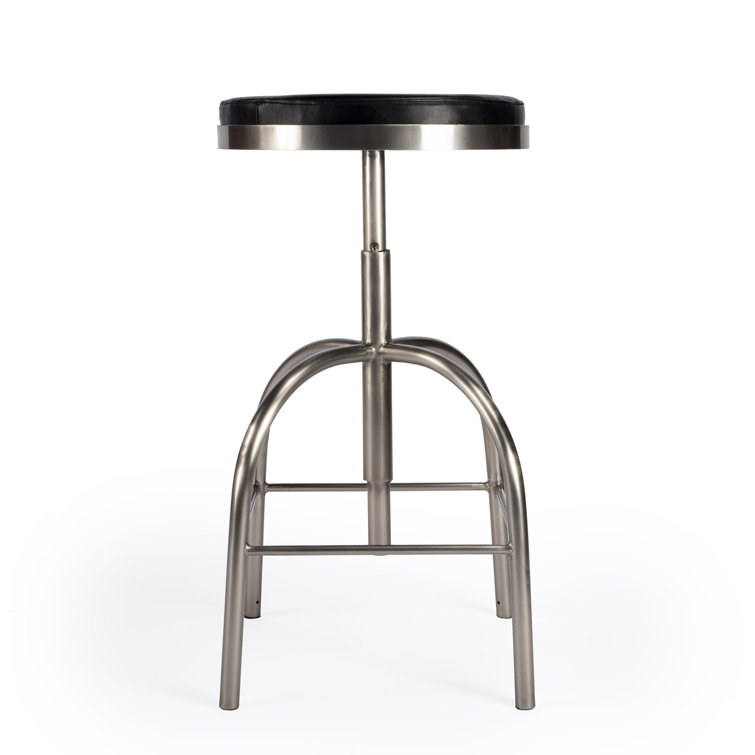 Clyde Minimalist Black Leather Adjustable Bar Stool