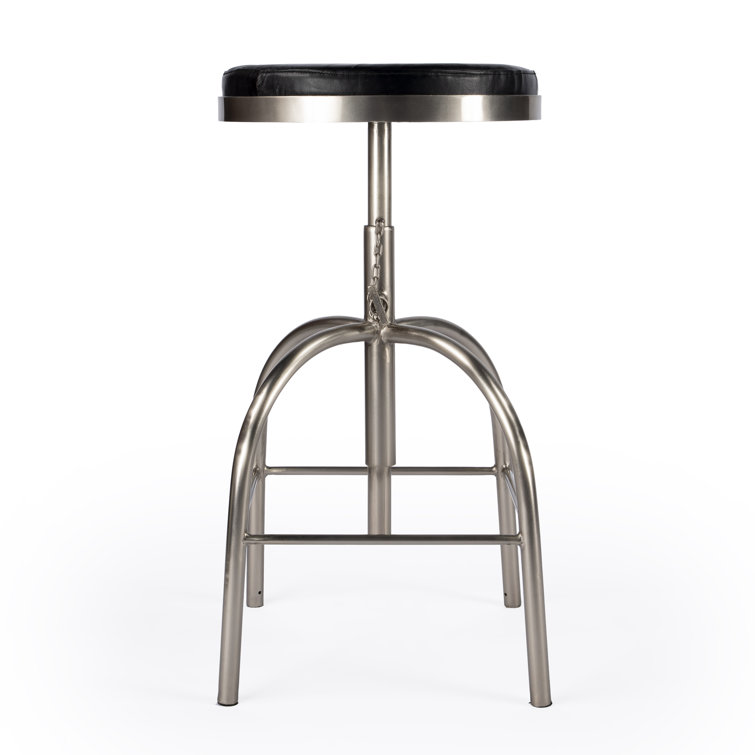 Clyde Minimalist Black Leather Adjustable Bar Stool