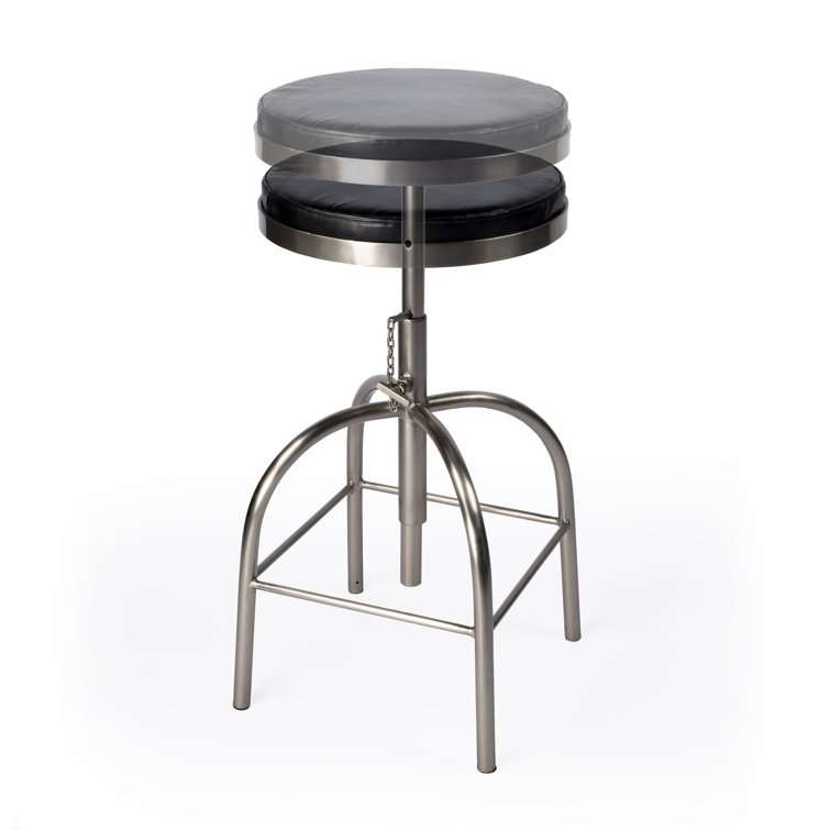 Clyde Minimalist Black Leather Adjustable Bar Stool